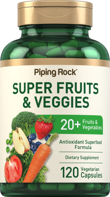 Super Fruits & Veggies, 120 Vegetarian Capsules: 20+ Fruits & Vegetables, Antioxidant Superfood Formula, Dietary Supplement.