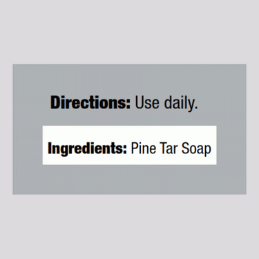 Supplement Facts panel detailing Grandpa's Pine Tar Bar Soap 3.25 oz.