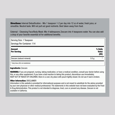 Zeolite Micronized, 400 g (14.11 oz) Bag