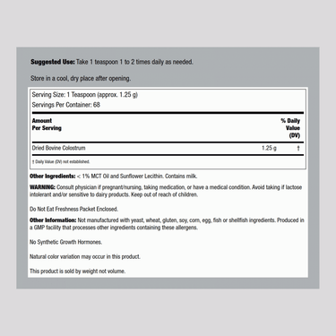 Colostrum Powder, 1250 mg, 3 oz Bottle