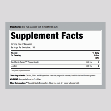 Kyolic Aged Garlic (Lecithin Cholesterol Formula 104), 300 Capsules