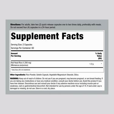 Red Yeast Rice, 600 mg, 120 Quick Release Capsules