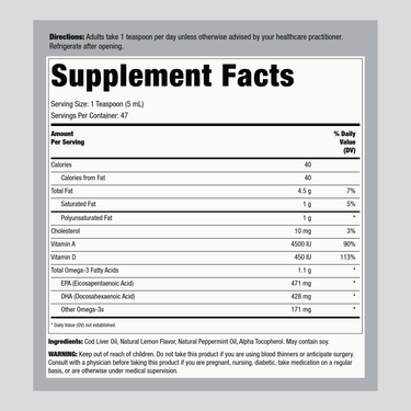 Gard of Life Olde World Icelandic Cod Liver Oil supplement facts panel displayed.