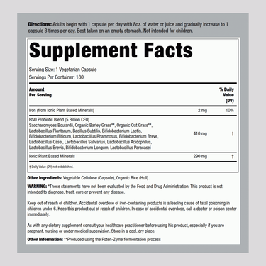 Supplement Facts panel for Garden of Life Primal Defense Ultra, 180 Capsules.
