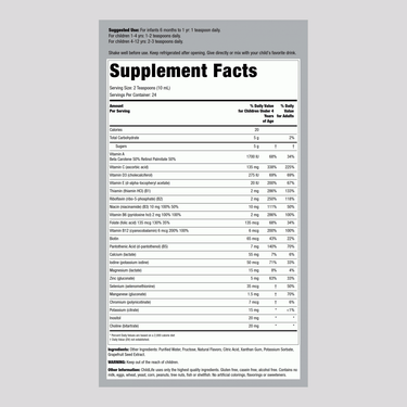 Supplement Facts for Child Life Children's Liquid Multi Mineral, Organic Mango, 8oz.