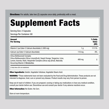 Ester-C with Citrus Bioflavonoids, 500 mg, 120 Capsules