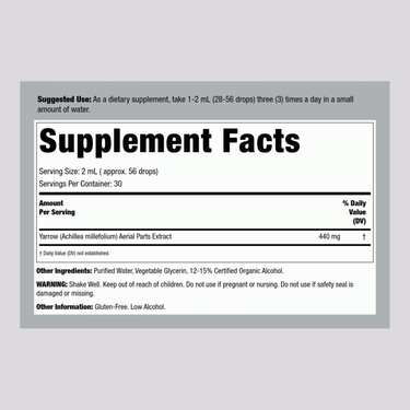 Yarrow Flowers Liquid Extract, 1 fl oz (30 mL) Dropper Bottle