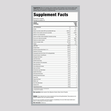 Supplement Facts panel for Source Naturals Wellness Formula with 120 capsules.