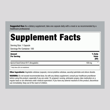 B17 Amygdalin, 100 mg, 100 Capsules
