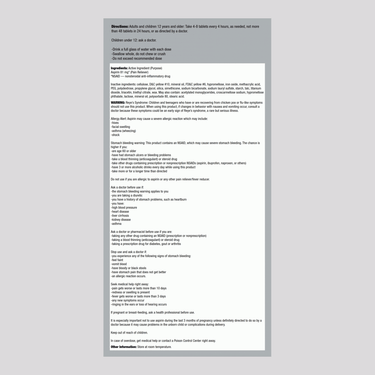 Supplement Facts panel for Geri-Care Low Dose Enteric Aspirin, 81 mg, 300 tablets.