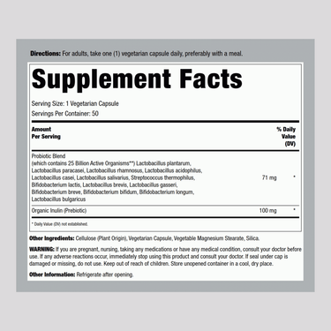 Probiotic 25 Billion, 50 Vegetarian Capsules