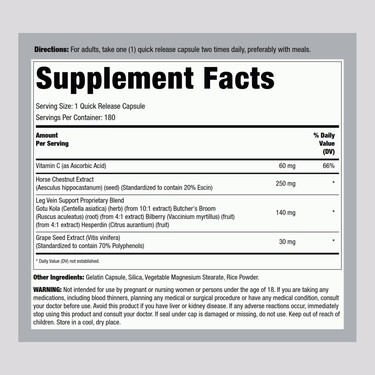 Leg Vein Support, 180 Quick Release Capsules