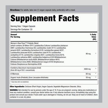 Women's Care Probiotic-18 30 Billion, 33 Vegan Capsules