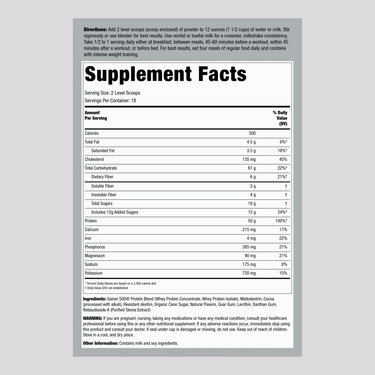Mass Gainer 500 (Gooey Chocolate Brownie), 5 lb (2.268 kg) Bottle