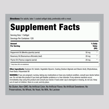 Ultra Peppermint Oil (Enteric Coated), 50 mg, 120 Coated Softgels