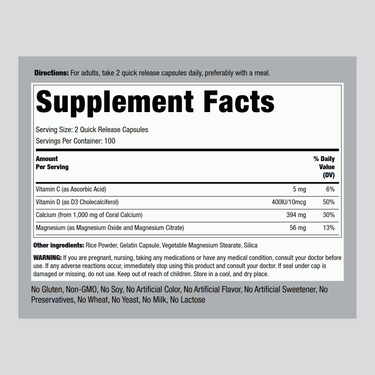Ultra Coral Calcium Complex, 1000 mg (per serving), 200 Quick Release Capsules