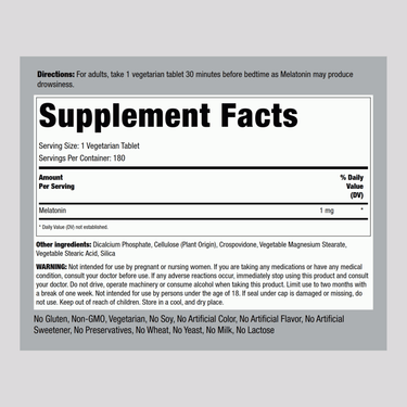 Melatonin, 1 mg, 180 Tablets