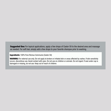 Castor Oil Liquid Supplement Facts panel for 64 OZ bottle.