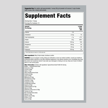 Whey Protein Isolate (Unflavored & Unsweetened), 2 lb (908 g) Bottle