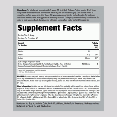 Multi Collagen Protein Powder, 10,000 mg (per serving), 16 oz (454 g) Bottle