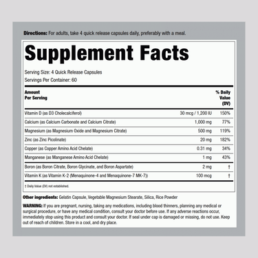 Bone Support with Vitamin K2, 240 Quick Release Capsules