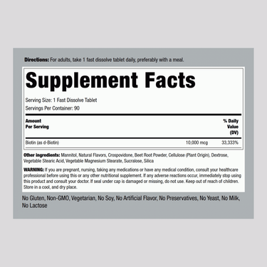 Max Biotin, 10,000 mcg, 90 Fast Dissolve Tablets