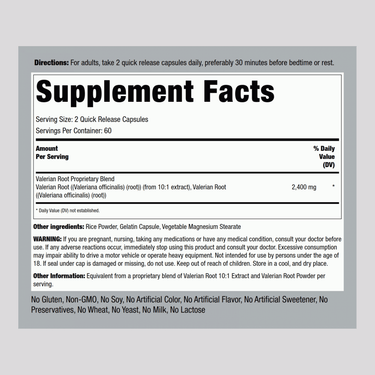 Valerian Root, 2400 mg, 120 Quick Release Capsules
