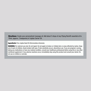 Jojoba Oil 4 OZ Supplement Facts panel showing detailed nutritional information.