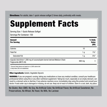 Caprylic Acid, 660 mg, 150 Quick Release Softgels