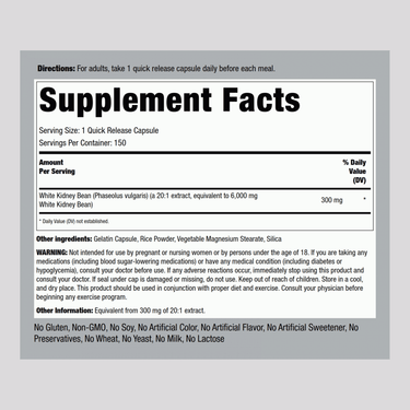 White Kidney Bean, 6000 mg, 150 Quick Release Capsules