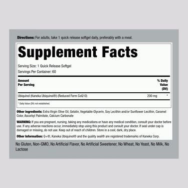 Ubiquinol, 200 mg, 60 Quick Release Softgels