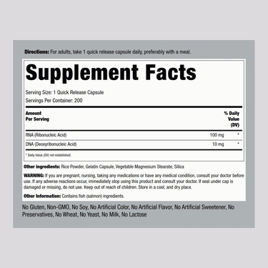 RNA & DNA, 100/10 mg, 200 Quick Release Capsules