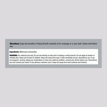 Supplement Facts panel displaying details for Chamomile Blend 15 ML, including ingredients and nutritional information.
