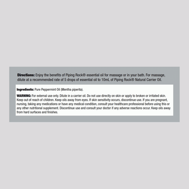 Supplement Facts panel for PIP Peppermint Oil, 2 oz bottle.