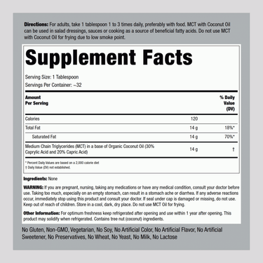 MCT Oil (Medium Chain Triglycerides) with Coconut Oil, 16 fl oz (473 mL) Bottle
