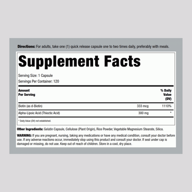 Alpha Lipoic Acid, 300 mg, 120 Quick Release Capsules