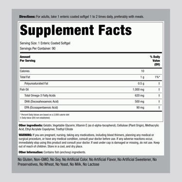 DHA Enteric Coated, 500 mg, 90 Quick Release Softgels