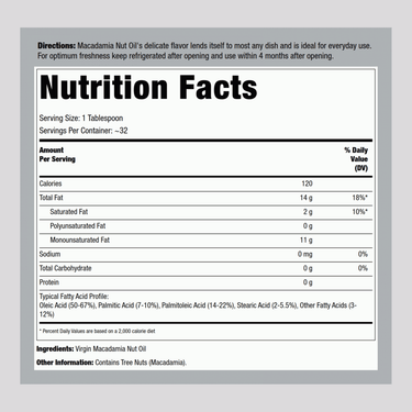 Macadamia Nut Oil, 16 fl oz (473 mL) Bottle