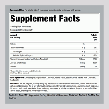 C + Zinc Immune Support (Honey Lemon), 60 Vegetarian Gummies