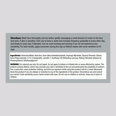 Retinol Cream (Ultra Potent Vitamin A Cream), 400,000 IU per Jar IU, 4 oz (113 g) Jar