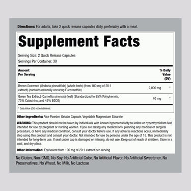 Brown Seaweed Plus (Wakame), 2000 mg (per serving), 60 Quick Release Capsules