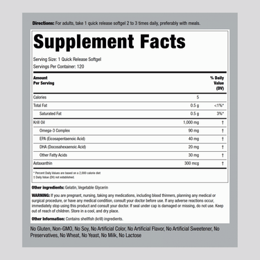 Krill Oil, 1000 mg, 120 Quick Release Softgels