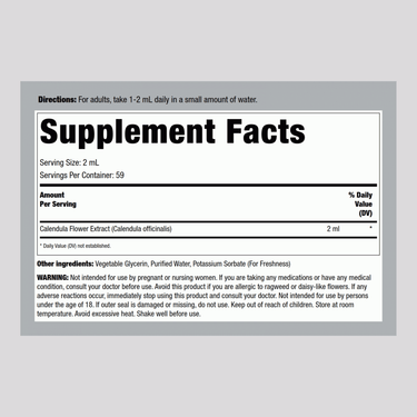 Calendula Liquid Extract, 4 fl oz (118 mL) Dropper Bottle