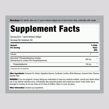 Phosphatidylserine (PS), 100 mg, 60 Quick Release Softgels