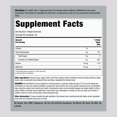 Melatonin (Delicious Mixed Berry), 10 mg (per serving), 70 Vegan Gummies