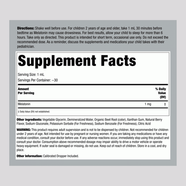 Kids Melatonin (3 Pack) (Delicious Berry), 1 mg, 1 fl oz (30 mL) Dropper Bottle