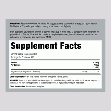MAXCALM Powder Raspberry-Lemon, 16 oz (453 g)