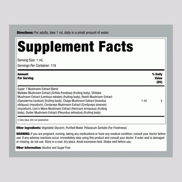 Seven "7" Mushroom Liquid Extract, 4 fl oz (118 mL) Dropper Bottle