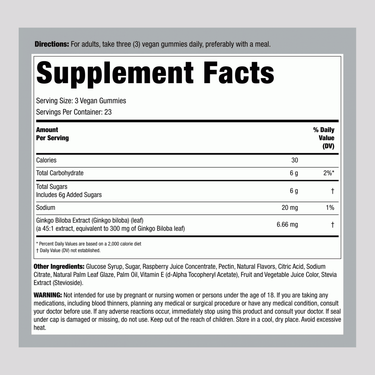 Ginkgo Biloba 300mg per serving | 70 Gummies