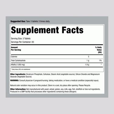 Alfalfa, 650 mg, 500 Tablets